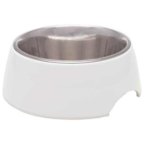 Loving Pets - Retro-Napf für Hundefutter, Wassernapf, kein Trinken, Edelstahl, erhöhter Futternapf, rutschfest, auslaufsicher (Medium, weiß) von Loving Pets