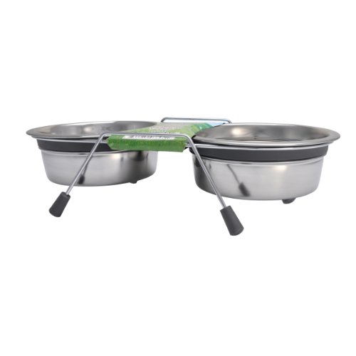 Loving Pets Silent Double Diner Futternapf, 1 Viertel, Grau von Loving Pets