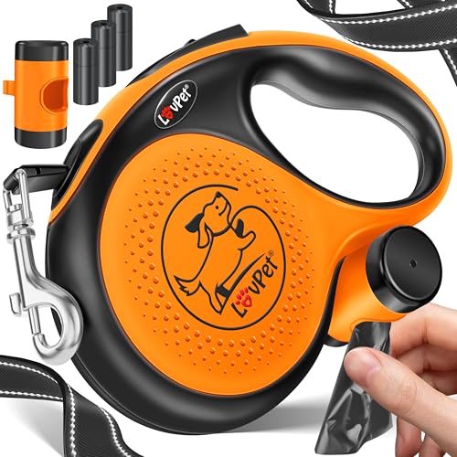 LOVPET® Hunde Rollleine 3m | Hundeleine für kleine & große Hunde 15kg | Ausziehbare Leine ergonomischer & Rutschfester Griff | Joggingleine 360° Leinenverlängerung | Laufleine Reflektierenden Maschen von Lovpet
