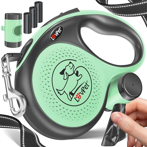LOVPET® Hunde Rollleine 8m | Hundeleine für kleine & große Hunde 50kg | Ausziehbare Leine ergonomischer & Rutschfester Griff | Joggingleine 360° Leinenverlängerung | Laufleine Reflektierenden Maschen von Lovpet
