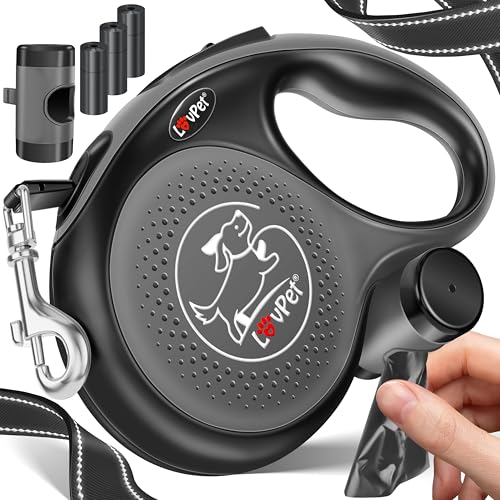 LOVPET® Hunde Rollleine 8m | Hundeleine für kleine & große Hunde 50kg | Ausziehbare Leine ergonomischer & Rutschfester Griff | Joggingleine 360° Leinenverlängerung | Laufleine Reflektierenden Maschen von Lovpet