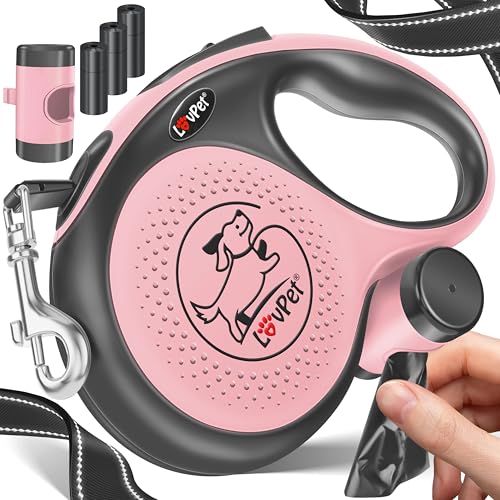 LOVPET® Hunde Rollleine 8m | Hundeleine für kleine & große Hunde 50kg | Ausziehbare Leine ergonomischer & Rutschfester Griff | Joggingleine 360° Leinenverlängerung | Laufleine Reflektierenden Maschen von Lovpet