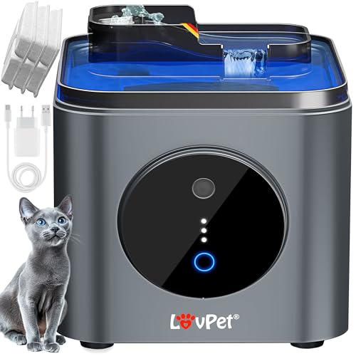 LOVPET® Katzenbrunnen Trinkbrunnen für Katzen mit 3,5L Wassertank | Automatischer Katzentrinkbrunnen mit Bewegungssensor| Wasserbrunnen Doppel-Filtersystem Aktivkohle & Filter-Steine | sehr leise 30dB von Lovpet
