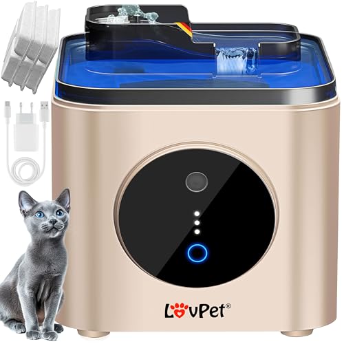 LOVPET® Katzenbrunnen Trinkbrunnen für Katzen mit 3,5L Wassertank | Automatischer Katzentrinkbrunnen mit Bewegungssensor| Wasserbrunnen Doppel-Filtersystem Aktivkohle & Filter-Steine | sehr leise 30dB von Lovpet