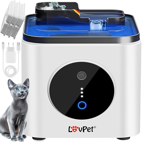 LOVPET® Katzenbrunnen Trinkbrunnen für Katzen mit 3,5L Wassertank | Automatischer Katzentrinkbrunnen mit Bewegungssensor| Wasserbrunnen Doppel-Filtersystem Aktivkohle & Filter-Steine | sehr leise 30dB von Lovpet