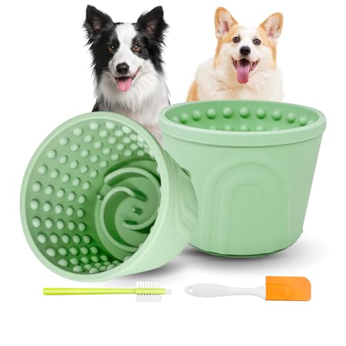 Leckmatte Leckmatte für Hunde, 2 Stück, grün, Größe S, Angstlinderung, langsamer Futterspender, rutschfester Lecknapf für kleine, mittelgroße und große Rassen, BPA-freies Silikon von Loyala