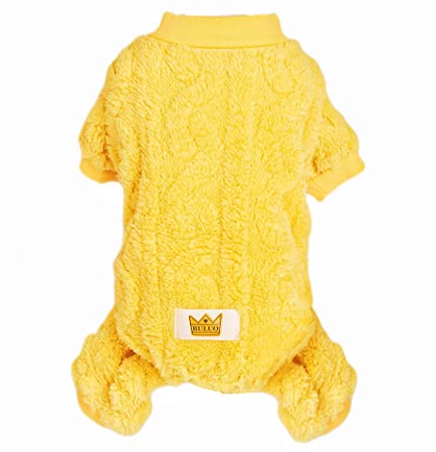 Loyanyy Plüsch-Hunde-Pyjama für kaltes Wetter, 4-beinige Kleidung für Hund und Katze, dehnbar, Welpen, Kätzchen, Einteiler mit Knöpfen, warmer, weicher Haustier-Overall, Wintermantel, Gelb, Größe S Loyanyy Plüsch-Hunde-Pyjama für kaltes Wetter, 4-beinige Kleidung für Hund und Katze, dehnbar, Welpen, Kätzchen, Einteiler mit Knöpfen, warmer, weicher Haustier-Overall, Wintermantel, Gelb, Größe S von Loyanyy