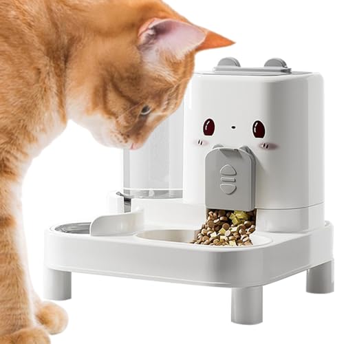 Lpoppcx Automatischer Katzenfutterautomat, 2 In 1 Futterautomat Für Katzen, Intelligenter Trinkwasserspender Für Innen Und Außen von Lpoppcx