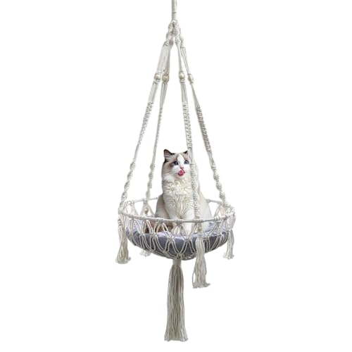 Lpoppcx Katzen Hängematte - Makramee Katzenbett Sommer - Geflochtener Baumwollnetzkorb Als Kletterplatz Für Haustiere Am Schreibtisch Oder Draußen Lpoppcx Katzen Hängematte - Makramee Katzenbett Sommer - Geflochtener Baumwollnetzkorb Als Kletterplatz Für Haustiere Am Schreibtisch Oder Draußen von Lpoppcx