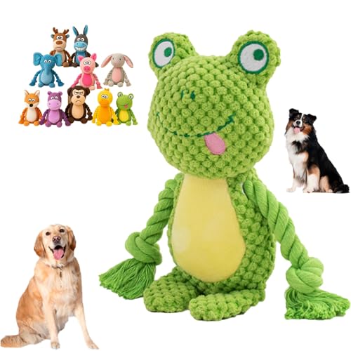 Lravokki Max Unzerstörbares Hundespielzeug, Extrem Robustes Kauspielzeug mit Quietscher, Zahnpflege & Stressabbau für Welpen, Große Hunde & Power-Kauer (Frosch+Frosch) von Lravokki