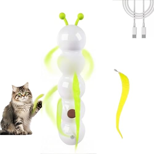 Lravokki WuselWurm Motion Katzenspielzeug – Interaktiver Wurm für Bewegung & Jagdtrieb, Wand- & Fensterbefestigung, Beschäftigung für aktive Hauskatzen (White) von Lravokki
