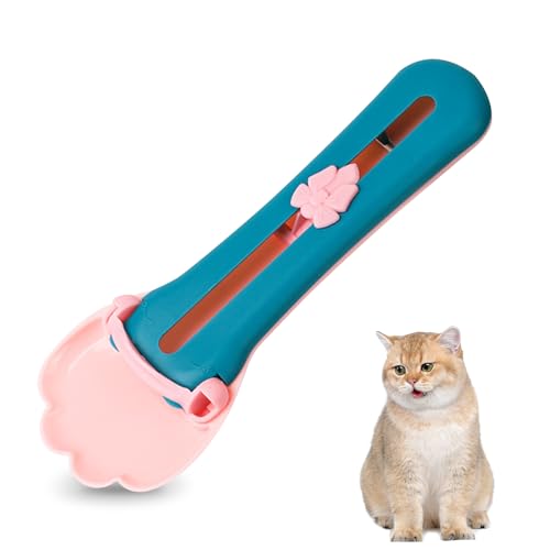 Katzen Streifen Quetschlöffel, Katzen Feeder Spoon, Leckerli Spenderlöffel, Verschiebbarer Katzen Futterspender, Nass Futterlöffel Multifunktionale Katzen Futterlöffel (Rosa, Katzenkrallenform) von Lrxinki