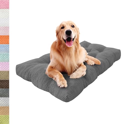 Lsjoaw Orthopädisches Hundebett 120x90x6cm Grosse Hunde Hundecouch Plüsch Hundekissen rutschfest Unterseite Mittelgroße Hundekörbchen Dog Bed Kleine Hundesofa Grau von Lsjoaw