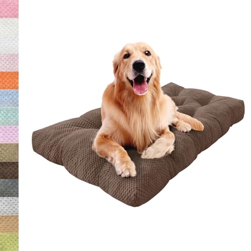 Lsjoaw Orthopädisches Hundebett 125x90x8cm Grosse Hunde Hundecouch Plüsch Hundekissen rutschfest Unterseite Mittelgroße Hundekörbchen Dog Bed Kleine Hundesofa Dunkelbraun von Lsjoaw