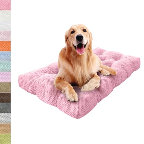 Lsjoaw Orthopädisches Hundebett 125x90x8cm Grosse Hunde Hundecouch Plüsch Hundekissen rutschfest Unterseite Mittelgroße Hundekörbchen Dog Bed Kleine Hundesofa Rosa von Lsjoaw