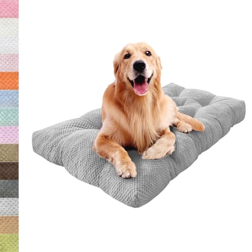 Lsjoaw Orthopädisches Hundebett 45x30x6cm Grosse Hunde Hundecouch Plüsch Hundekissen rutschfest Unterseite Mittelgroße Hundekörbchen Dog Bed Kleine Hundesofa Hellgrau von Lsjoaw