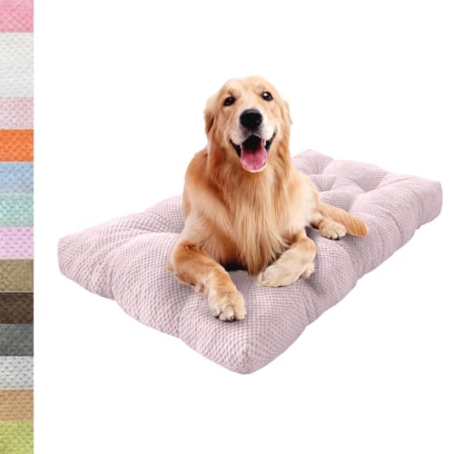 Lsjoaw Orthopädisches Hundebett 45x30x8cm Grosse Hunde Hundecouch Plüsch Hundekissen rutschfest Unterseite Mittelgroße Hundekörbchen Dog Bed Kleine Hundesofa Hellrosa von Lsjoaw