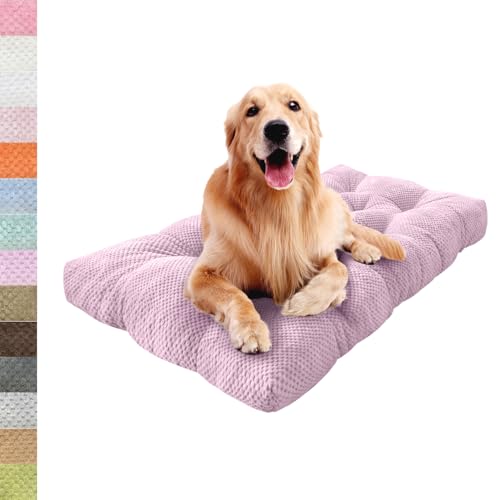 Lsjoaw Orthopädisches Hundebett 55x40x8cm Grosse Hunde Hundecouch Plüsch Hundekissen rutschfest Unterseite Mittelgroße Hundekörbchen Dog Bed Kleine Hundesofa Hellviolett von Lsjoaw