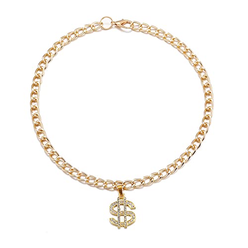 LtuzPet Gold Kette Hundehalsband Einstellbare Hund Halskette mit Kristall Dollar Anhänger Haustier Schmuck Kette Welpen Haustier Zubehör von LtuzPet