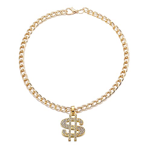 LtuzPet Gold Kette Hundehalsband Einstellbare Hund Halskette mit Kristall Dollar Anhänger Haustier Schmuck Kette Welpen Haustier Zubehör von LtuzPet