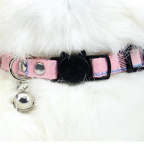 LtuzPet Halsband für Katzen und Hunde mit Glöckchen, verstellbar, langlebig, mit Haustieren, gewebt, lässig, Glocke, Katzenhalsband, Rosa von LtuzPet