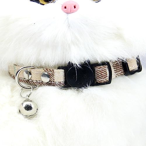 LtuzPet Halsband für Katzen und Hunde mit Glöckchen, verstellbar, langlebig, mit Haustieren, gewebt, lässig, Glocke, Katzenhalsband (Khaki) von LtuzPet