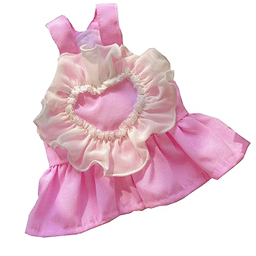 LtuzPet Hund Frühling Sommer Denim Prinzessin Kleid Riemen Traktionsseil Spitze Liebe Denim Strap Kleid Traktionsseil Set Mädchen Welpen Kätzchen Kleidung (X-Large, Rosa) von LtuzPet