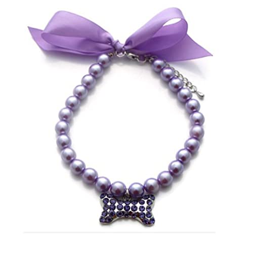 LtuzPet Hunde-Perlen-Halsband mit glitzernden Strasssteinen, ausgefallener Hochzeits-Halsband, Schmuck für kleine Hunde, Welpen LtuzPet Hunde-Perlen-Halsband mit glitzernden Strasssteinen, ausgefallener Hochzeits-Halsband, Schmuck für kleine Hunde, Welpen von LtuzPet