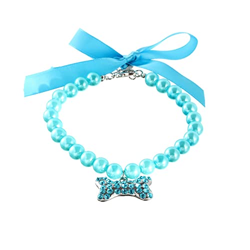 LtuzPet Hunde-Perlen-Halskette mit Strass-Knochen, ausgefallener Hochzeitsschmuck für kleine Hunde und Welpen LtuzPet Hunde-Perlen-Halskette mit Strass-Knochen, ausgefallener Hochzeitsschmuck für kleine Hunde und Welpen von LtuzPet