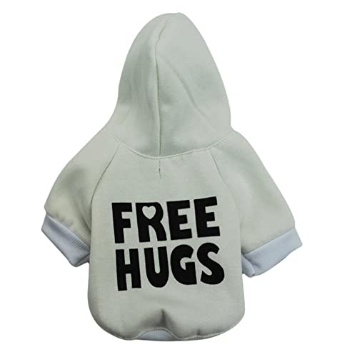LtuzPet Hunde-Sweatshirt mit Hut, Haustierkleidung mit Aufdruck "Free Hugs" für Welpen und Katzen von LtuzPet