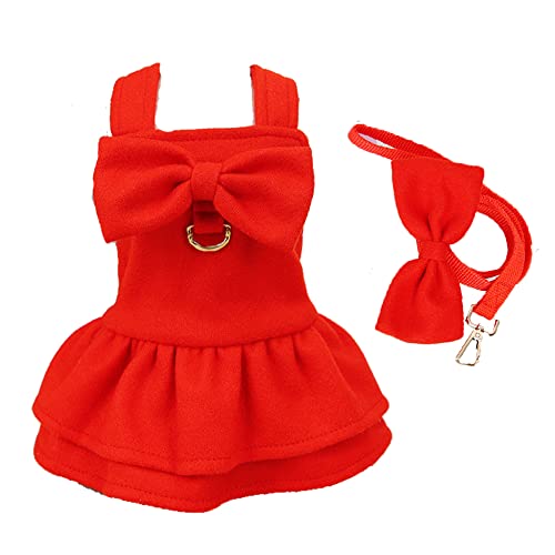 LtuzPet Hundegeschirrkleid mit Leine, Welpenkleider mit D-Ring, rotes Haustier-Prinzessinnenkleid für kleine Hunde, Katzen, Kaninchen LtuzPet Hundegeschirrkleid mit Leine, Welpenkleider mit D-Ring, rotes Haustier-Prinzessinnenkleid für kleine Hunde, Katzen, Kaninchen von LtuzPet