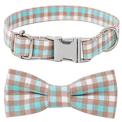 LtuzPet Hundehalsband aus Baumwolle mit abnehmbarer Fliege Katzenhalsband mit Metallschnalle Verstellbares Hundehalsband für Jungen und Mädchen Haustiere von LtuzPet