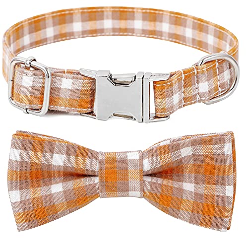 LtuzPet Hundehalsband aus Baumwolle mit abnehmbarer Fliege Katzenhalsband mit Metallschnalle Verstellbares Hundehalsband für Jungen und Mädchen Haustiere von LtuzPet