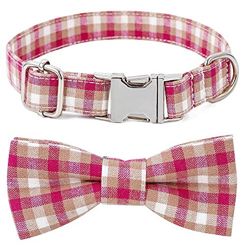 LtuzPet Hundehalsband aus Baumwolle mit abnehmbarer Fliege Katzenhalsband mit Metallschnalle Verstellbares Hundehalsband für Jungen und Mädchen Haustiere von LtuzPet
