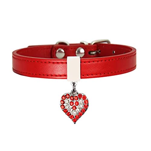 LtuzPet Hundehalsband mit Strass PU Leder Verstellbare Katzenhalsbänder mit abnehmbarem Anhänger von LtuzPet