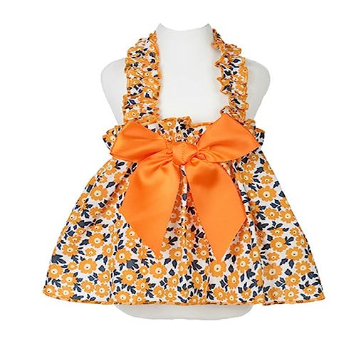 LtuzPet Hundekleider Blumen Elegant Prinzessin Kleine Hunde Kätzchen Frühling Sommer Kleider Weiche Haustier Kleider (Klein, Orange) von LtuzPet