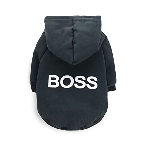 LtuzPet Hund Hoodie Boss Druck Pullover Weiche Fleece Haustier Kleidung Warme Jacke Mantel von LtuzPet