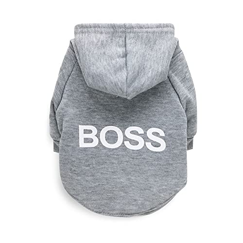 LtuzPet Boss Druck Hund Hoodie - Weiche Fleece Haustier Kleidung Warme Jacke Mantel von LtuzPet