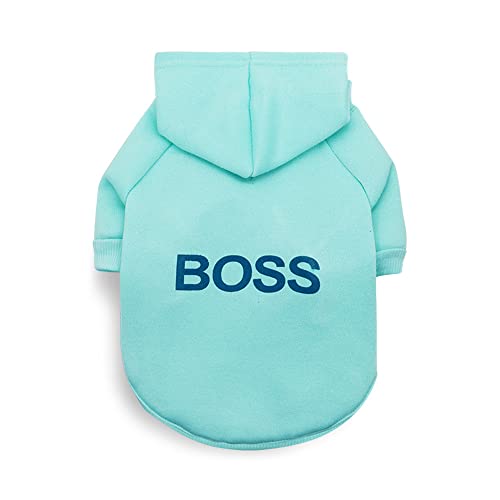 LtuzPet Hunde-Kapuzenpullover mit Aufdruck "Boss", weiches Fleece, warme Hundejacke von LtuzPet