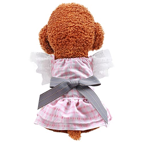 LtuzPet Kariertes Hundekleid, Katzenkleid, Tutu, mit Schleife, Knoten, Haustierkleidung, Mädchen für Party von LtuzPet