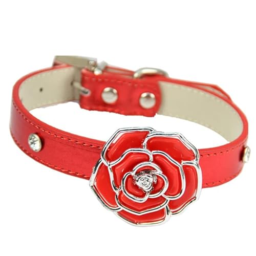 LtuzPet Katzenhalsband mit Rose Haustier Strass Halsband Hundehalsbänder Katzenhalsband Verstellbare Leder Hundehalsbänder von LtuzPet