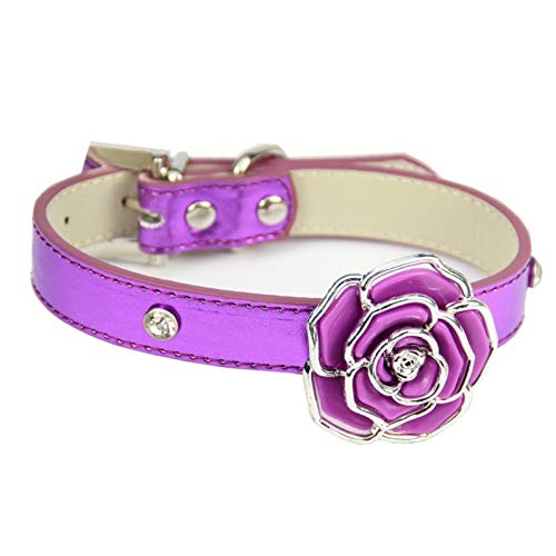 LtuzPet Katzenhalsband mit Rose Haustier Strass Halsband Hundehalsbänder Katzenhalsband Verstellbare Leder Hundehalsbänder von LtuzPet