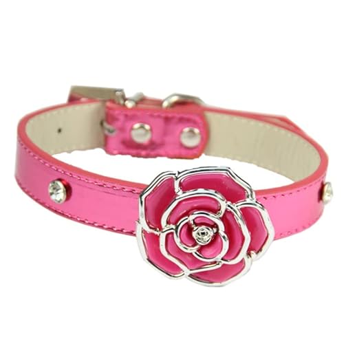 LtuzPet Katzenhalsband mit Rose Haustier Strass Halsband Hundehalsbänder Katzenhalsband Verstellbare Leder Hundehalsbänder von LtuzPet