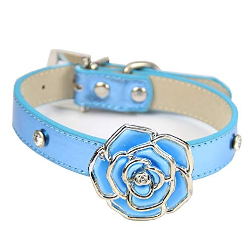 LtuzPet Katzenhalsband mit Rose Haustier Strass Halsband Hundehalsbänder Katzenhalsband Verstellbare Leder Hundehalsbänder von LtuzPet