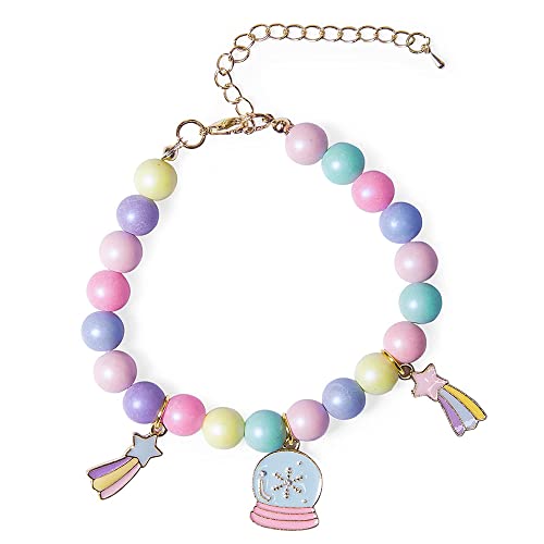 LtuzPet Macron Beads Hundehalsband Halskette Schmuck Perlen Halskette Halsband mit Anhänger für kleine Mädchen Hunde Welpen von LtuzPet