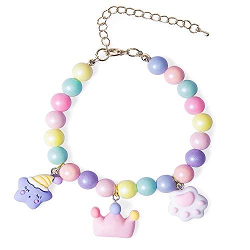 LtuzPet Macron Beads Hundehalsband Halskette Schmuck Perlen Halskette Halsband mit Anhänger für kleine Mädchen Hunde Welpen von LtuzPet