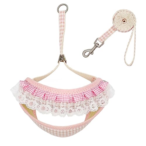 LtuzPet Verstellbare Sommer Niedliche Blume Brust Rücken Spitze Brustgurt Hundegeschirr und Leine Set Katzenhalsband Anzug Hundezubehör Haustierartikel (M, Rosa) von LtuzPet