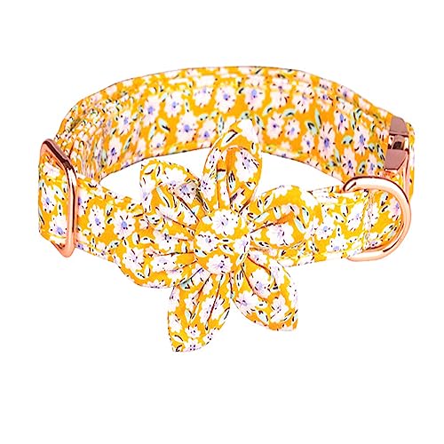 LtuzPet Verstellbares Haustier Halsband Reine Baumwolle Atmungsaktiv Hundehalsband Zou Ju Bedrucktes Halsband Katzen Hunde Frühling Sommer Saison Hundehalsband (S, Gelb) von LtuzPet