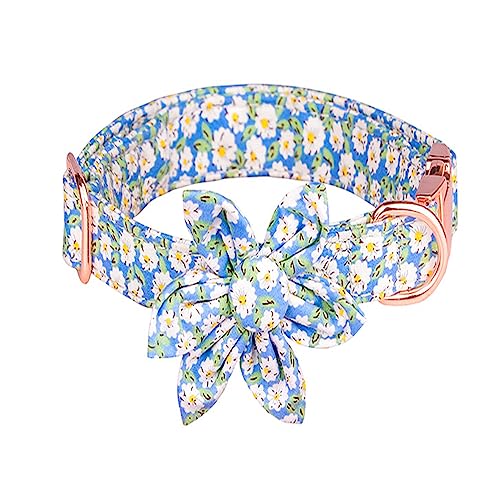 LtuzPet Verstellbares Haustier Halsband Reine Baumwolle Atmungsaktiv Hundehalsband Zou Ju Bedrucktes Halsband Katzen Hunde Frühling Sommer Saison Hundehalsband (S, Lblau) von LtuzPet