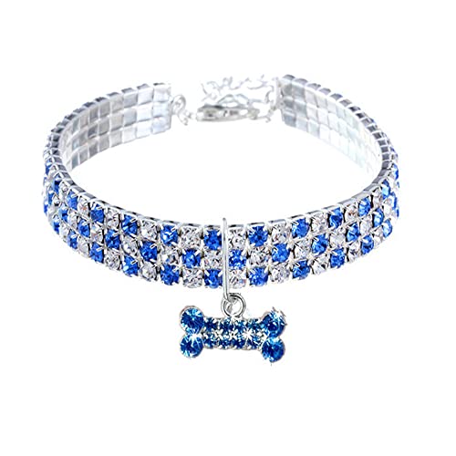 LtuzPet Verstellbares Haustierhalsband mit Diamanten, elastischer Kristallknochen-Anhänger für Katzen, Hunde, Halskette, Schmuckzubehör von LtuzPet